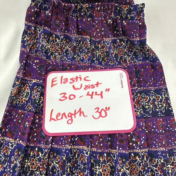 Vintage Leslie Fay Pleated Midi Skirt Size 16 Purple Blue Bohemian Fall Holiday - Picture 3 of 4